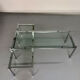 2 large nesting coffee tables in chrome and glass, 1970s design.