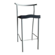 Philippe Starck vintage high bar stool — black plastic seat, silver metal frame