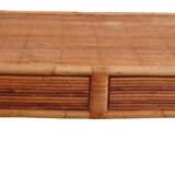 Table basse vintage en rotin et bambou