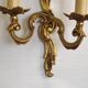 Stylish Vintage French Bronze Double Wall Sconce with Acanthus Leaf Detail