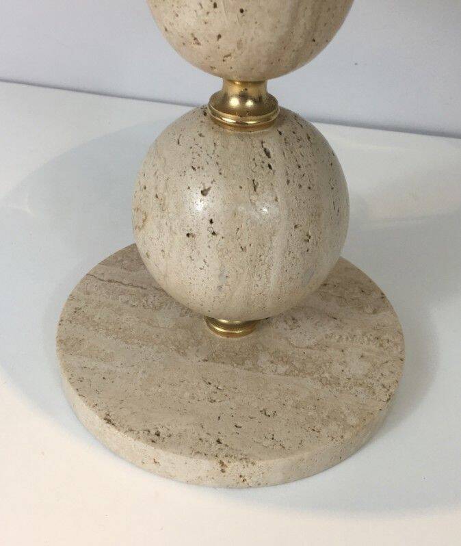 Travertine and brass lamp