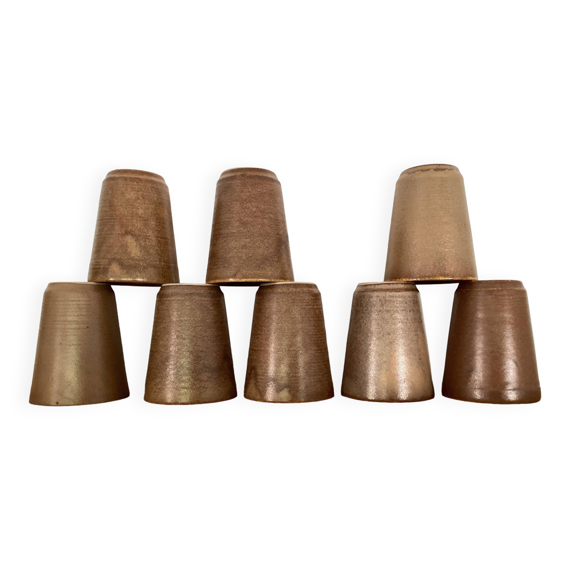 8 Digoin stoneware cups