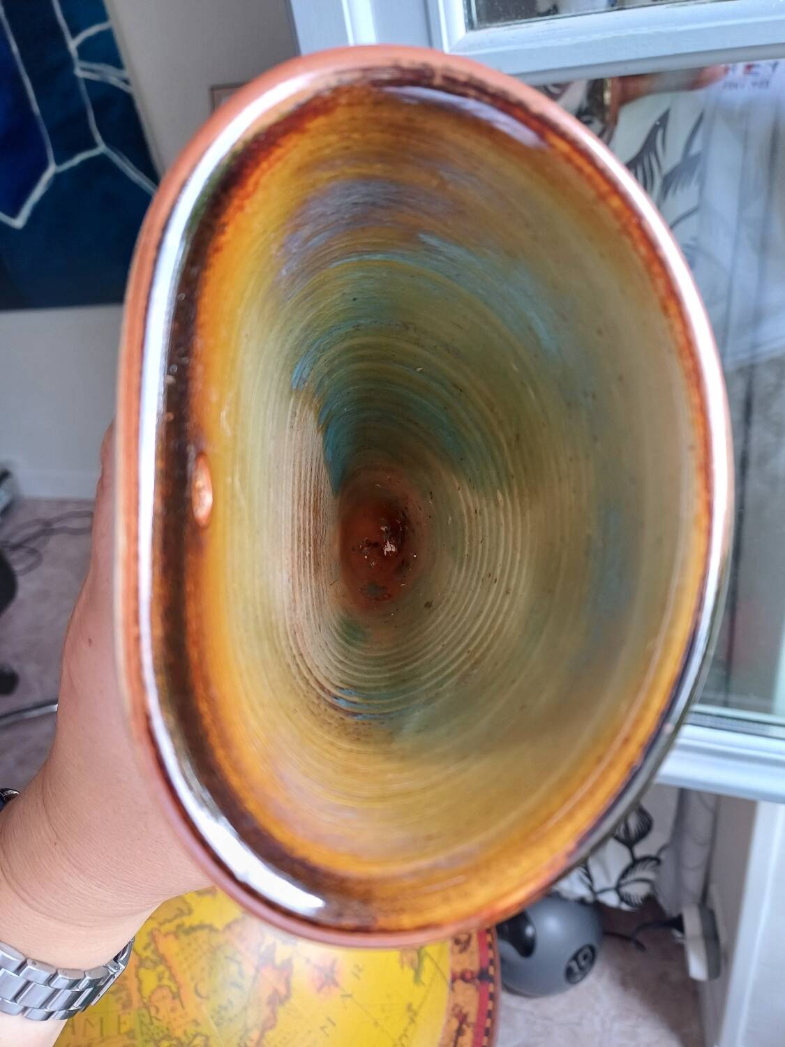 Jardinière murale vintage en céramique émaillée, signée