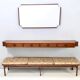 Entryway Set of Wall Mirror, Walnut Console and Bench by Brugnoli, Italy