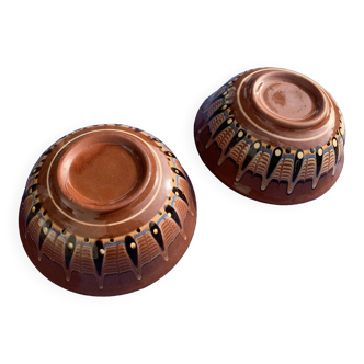 Two large bowls, vintage artisanal pottery cups