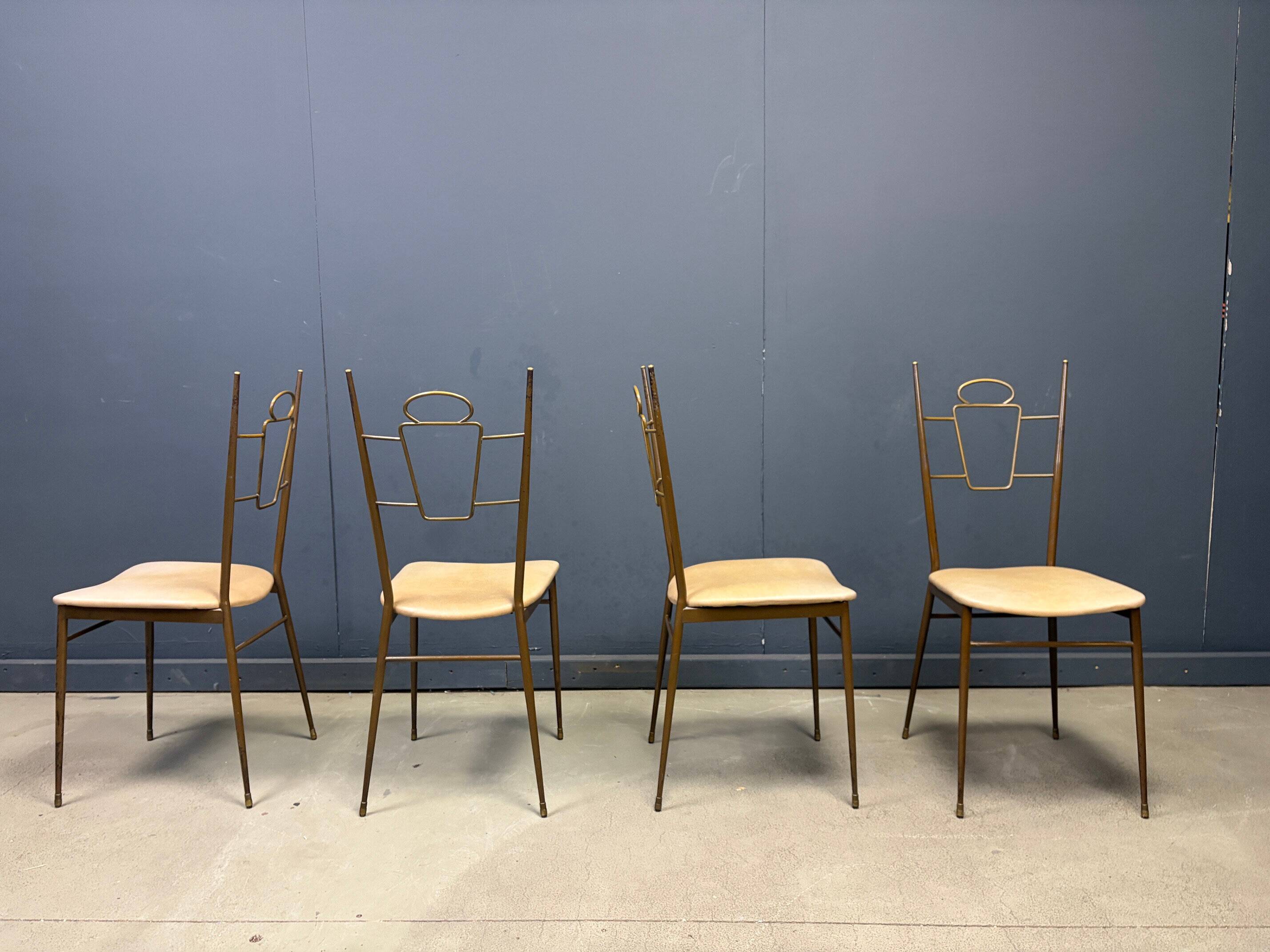 Mid-century Italian brass dining chairs, 1950s