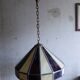 Large cream and purple tiffany style art deco pendant light