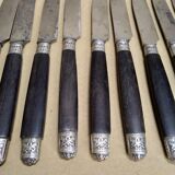 Set de 12 couteaux à dessert argent ébène acier fin XIXeme