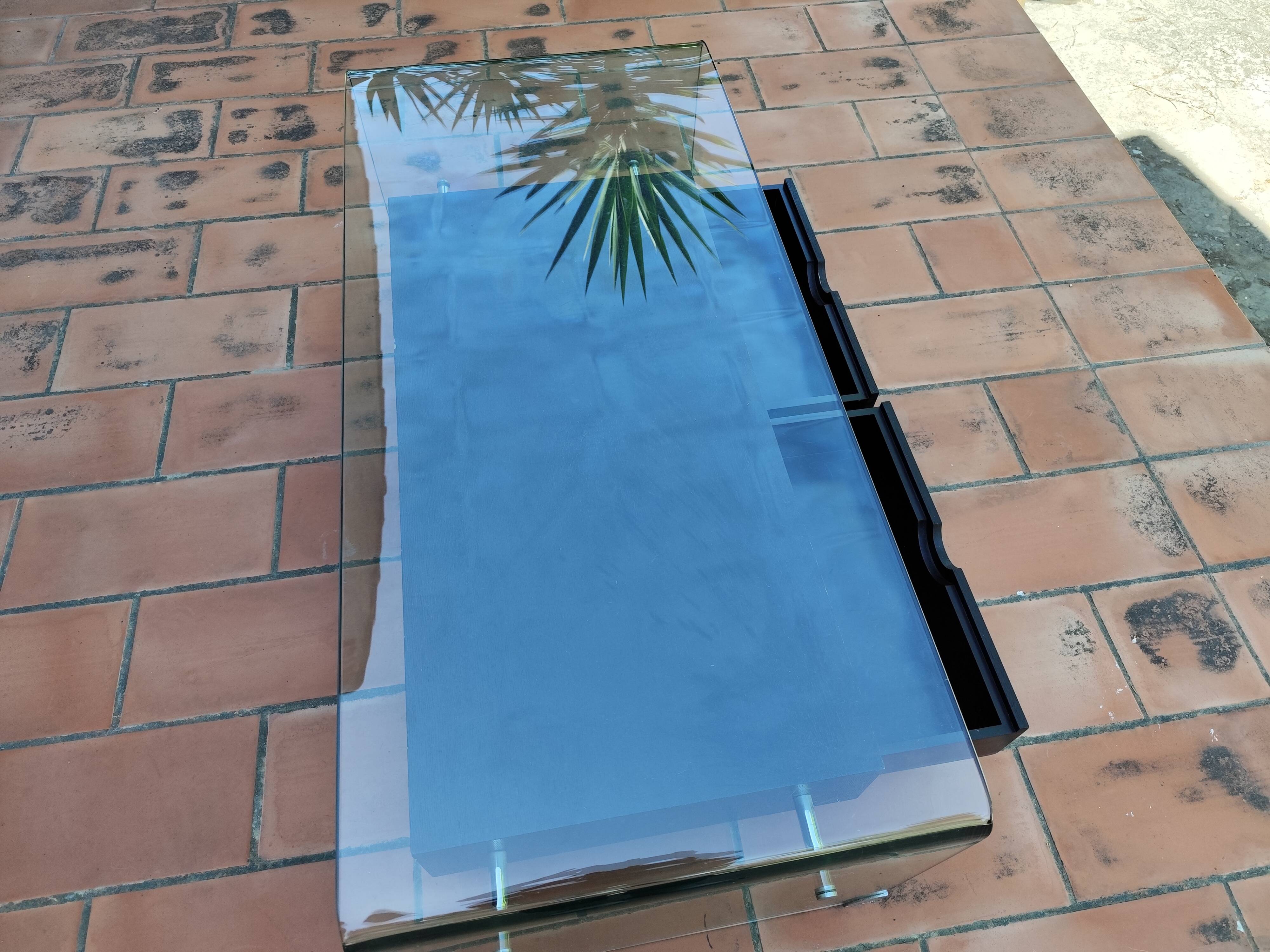 Table basse vintage DRIMMER Bois et verre