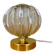 Vintage globe table lamp in half amber, half transparent molded glass