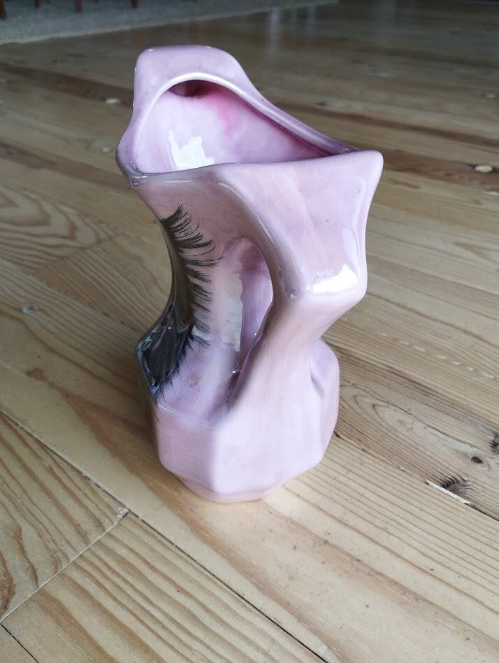 Vintage pearlescent vase, in the style of Vallauris, 1970s.