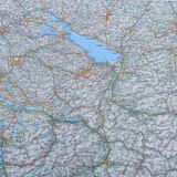 Very large Swiss road map on tole - 126 x 86.5 cm