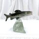 Vintage Raymond Gangloff sculpture of a swimming trout in glazed ceramic