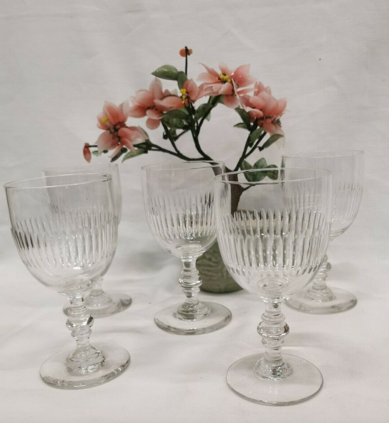 Lot 5 old crystal wine glasses