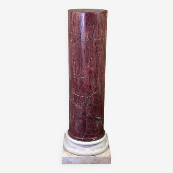 Colonne En Marbre Rose Sur Une Base En Blanc De Carrare Vers 1880