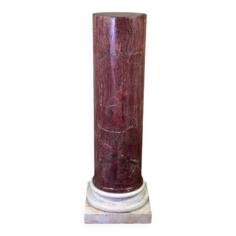 Colonne En Marbre Rose Sur Une Base En Blanc De Carrare Vers 1880