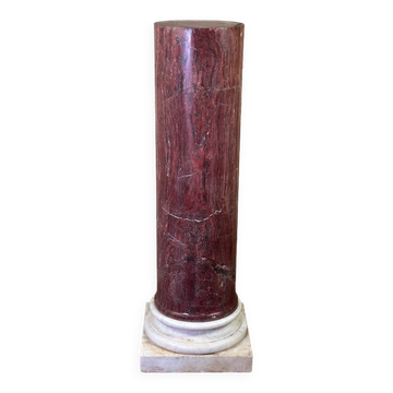 Pink marble column on a Carrara white base circa 1880