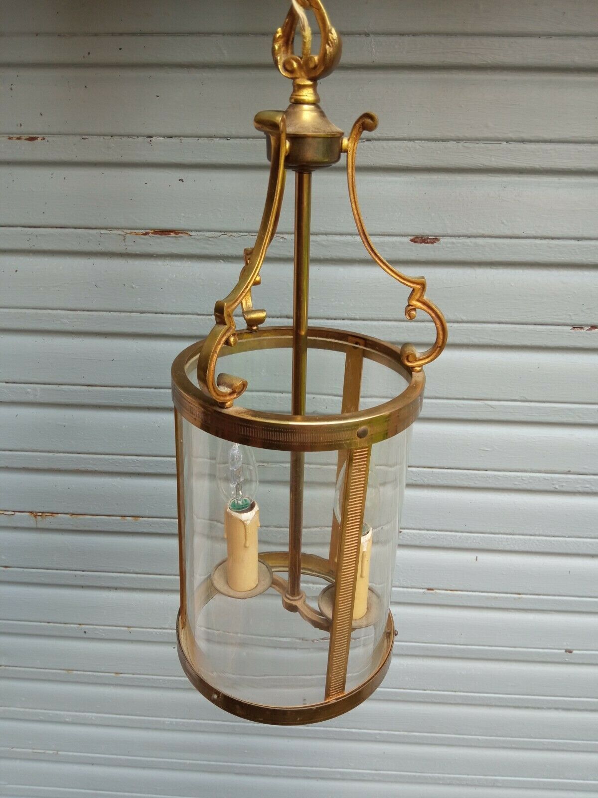 Antique lantern in bronze and brass Louis XVI style in working order