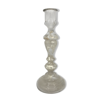 Candlestick in mercurized glass eglomized XlXth 28 cm