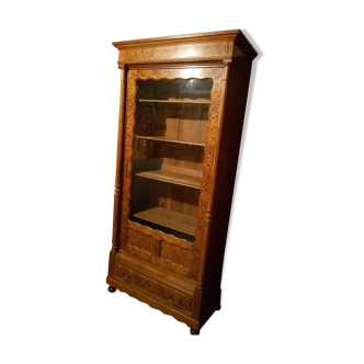 Bibliothèque en pitchpin porte vitrée