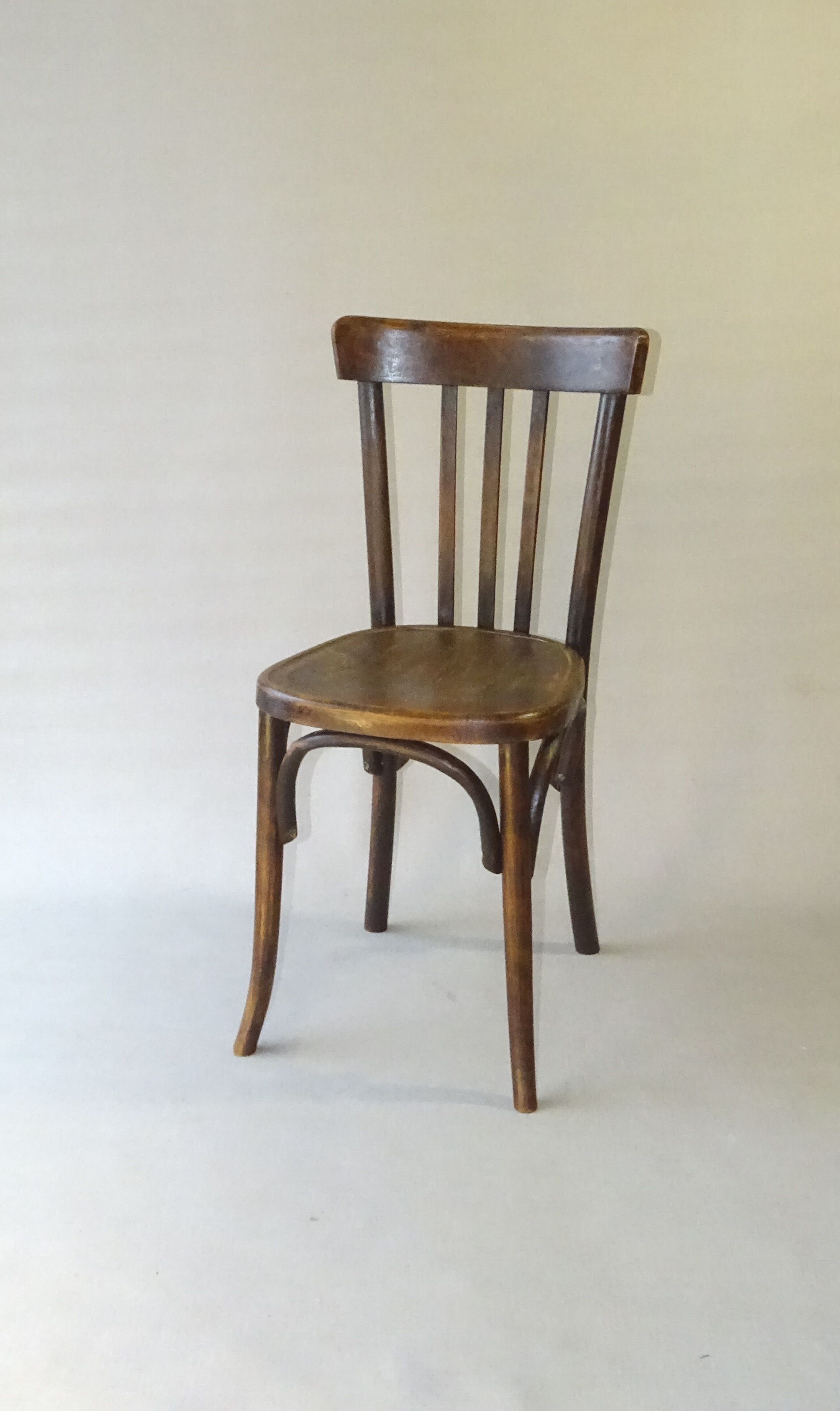2 Fischel bistro chairs from 1938, wooden seat