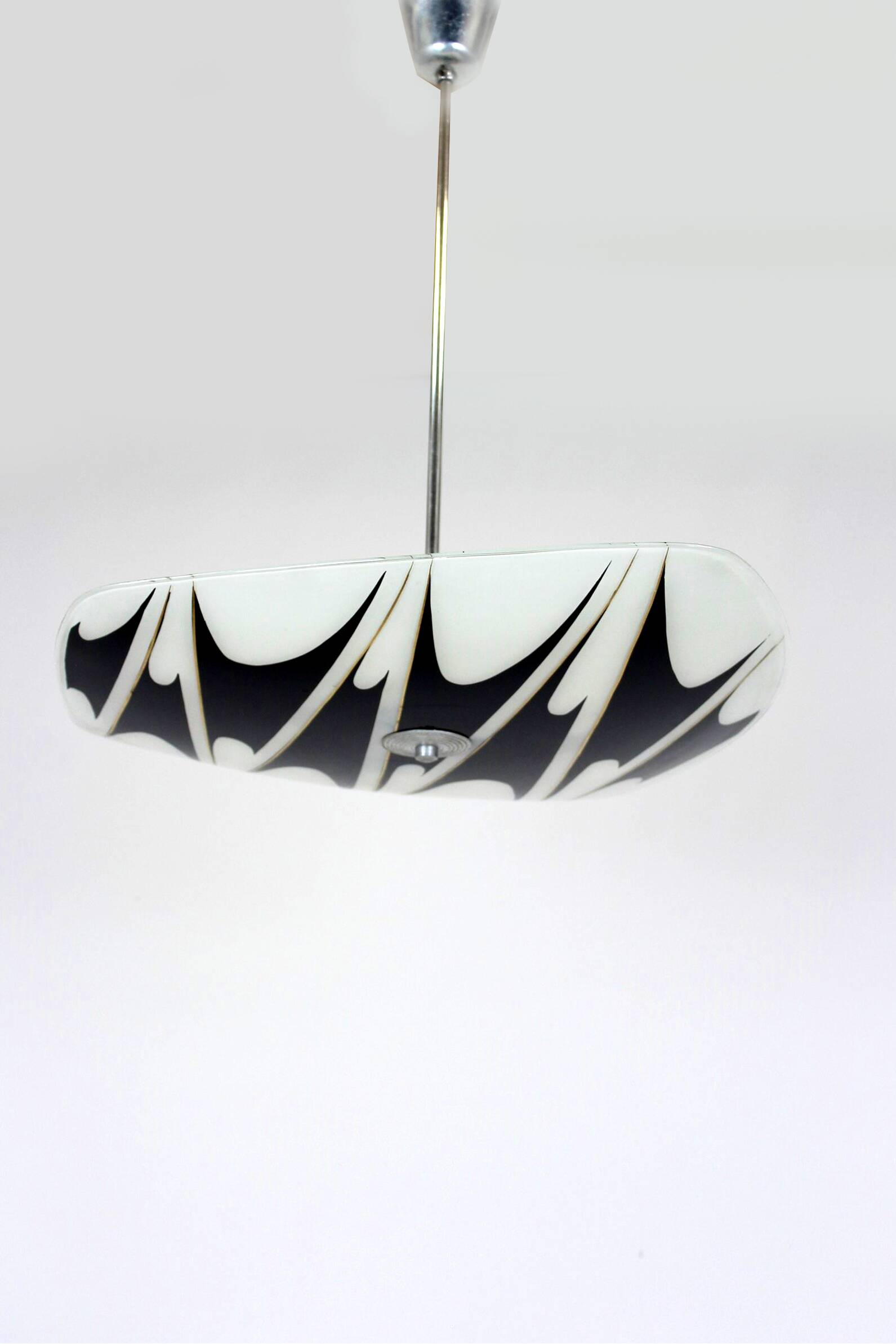 Large Vintage Czechoslovakian Opaline Glass Pendant Lights, 1970s, Set of 2