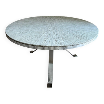 Table mosaïque en céramique blanche, Allemagne, années 1970, dans le style de Heinz Lilienthal / Berthold Müller.
