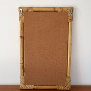 Miroir en rotin et bambou rectangulaire années 60-70