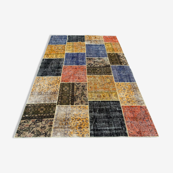 Tapis patchwork turc vintage vintage 250x167 cm laine large