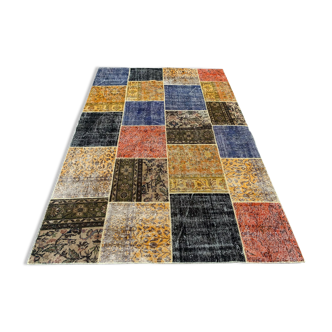 Tapis patchwork turc vintage vintage 250x167 cm laine large