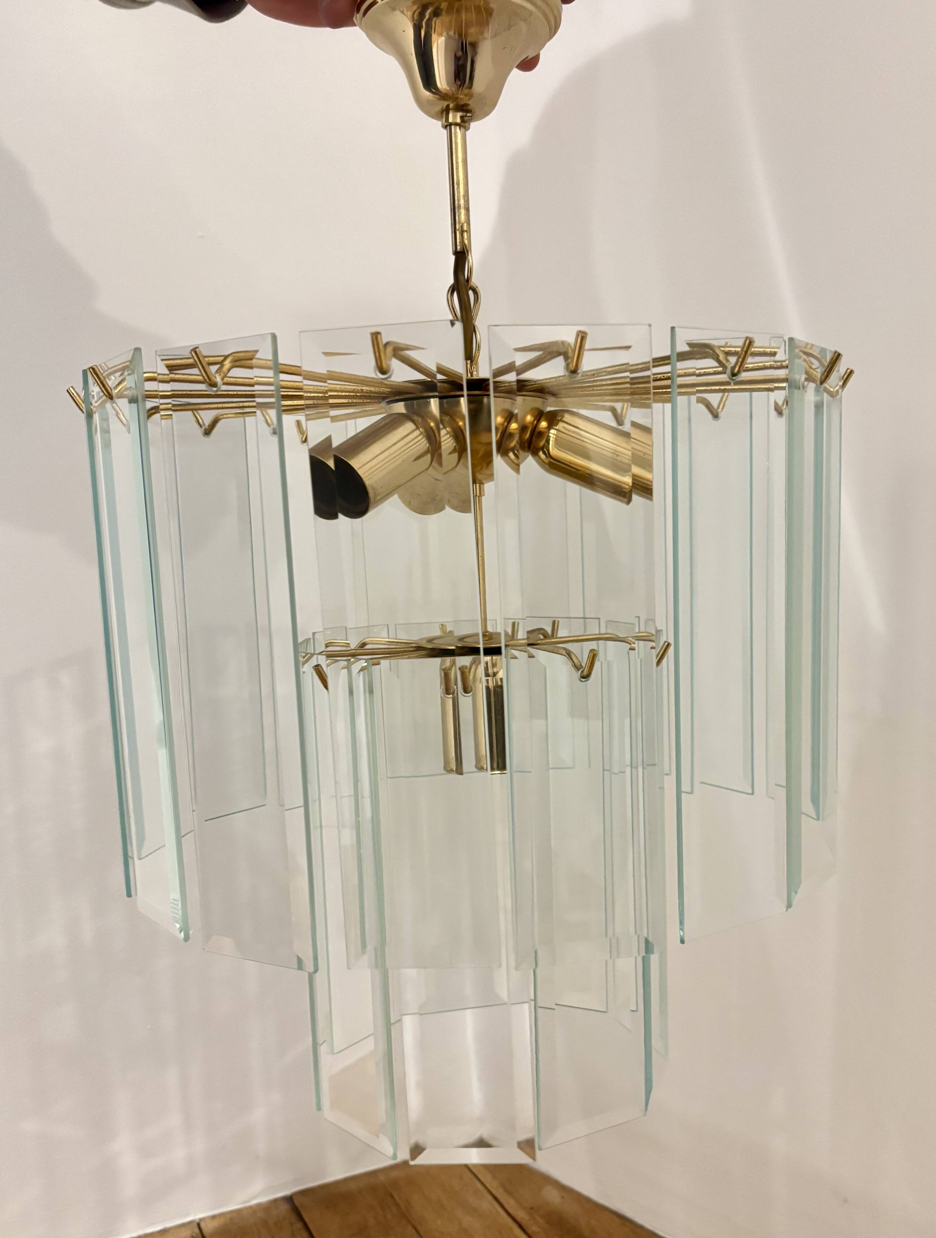 Lustre cascade verre et laiton, murano