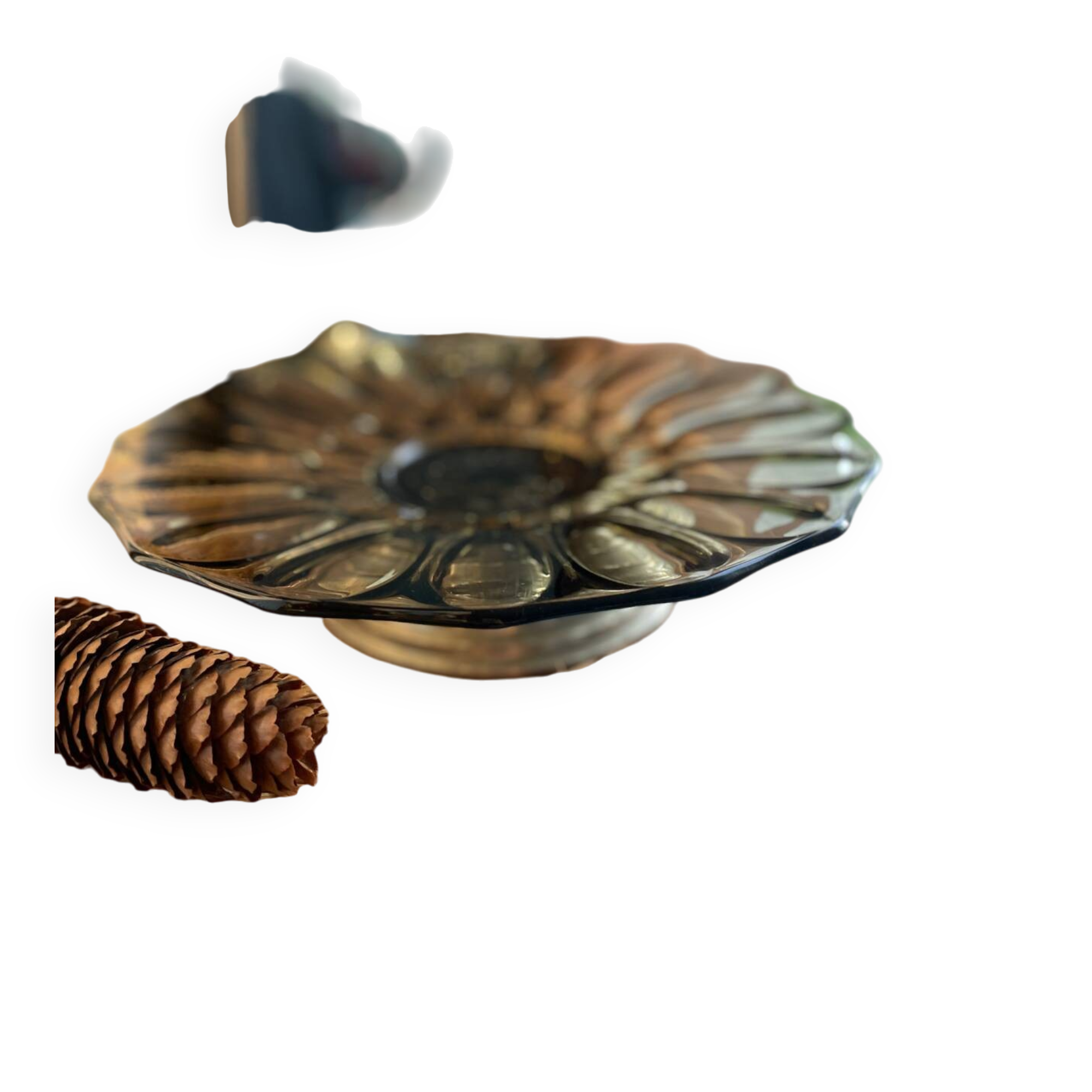 Vintage fruit bowl – 1970s, sculpted smoked glass