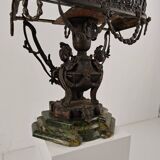 Continental Louis XIV-style cast zinc & green marble curio cabinet – early 20th century