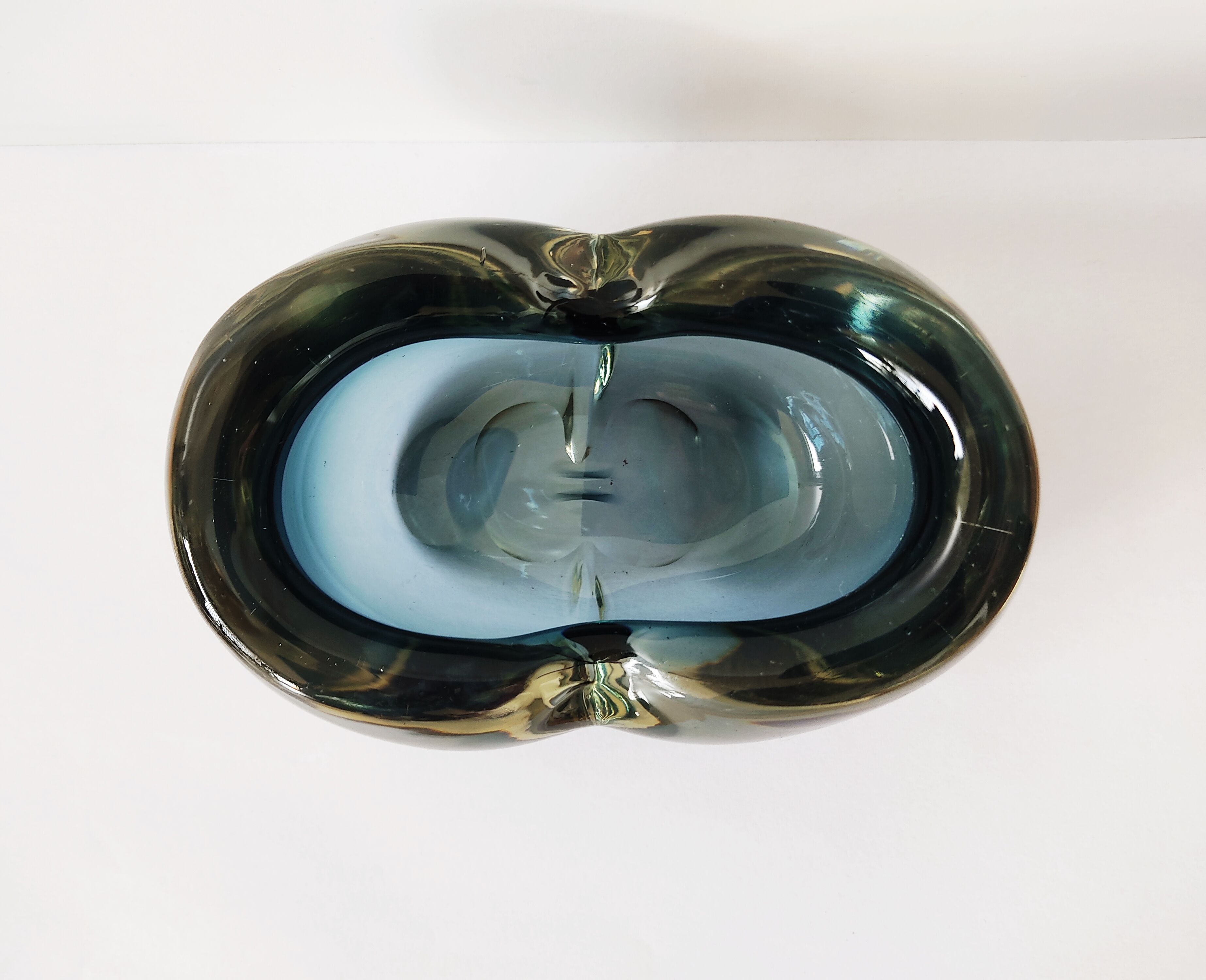 Blue-grey glass trinket bowl