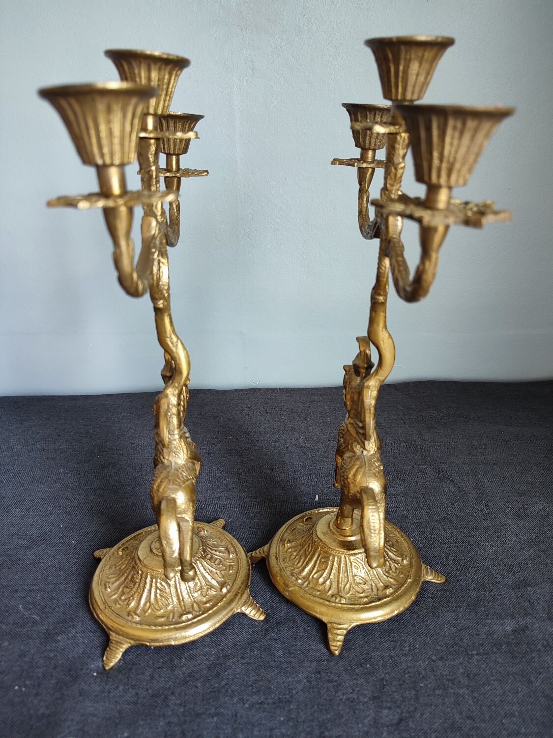 Set of two vintage jumper candlesticks