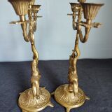 Set of two vintage jumper candlesticks