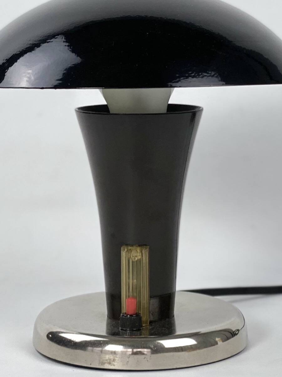 Vintage Bauhaus bedside lamp in brown bakelite and chrome, 1930s