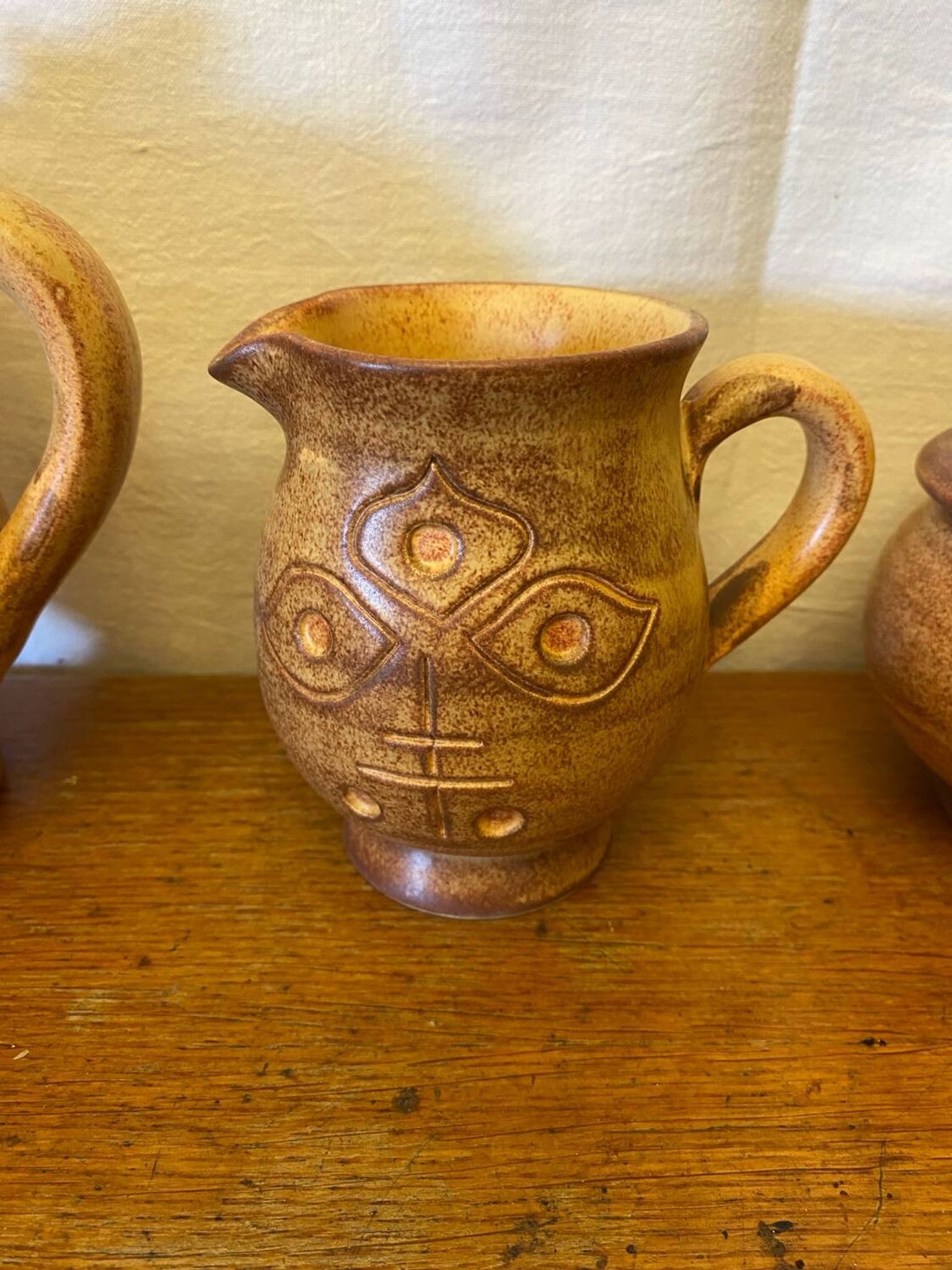Antique tea coffee set vallauris vintage beige ceramic #c644