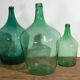 Antique green demijohns (c.1920). 3-piece set #6