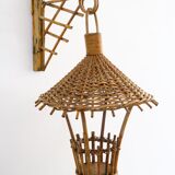 rattan wall lamp for hanging plant