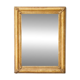 French 19th century rectangular golden mirror with ribbed frame