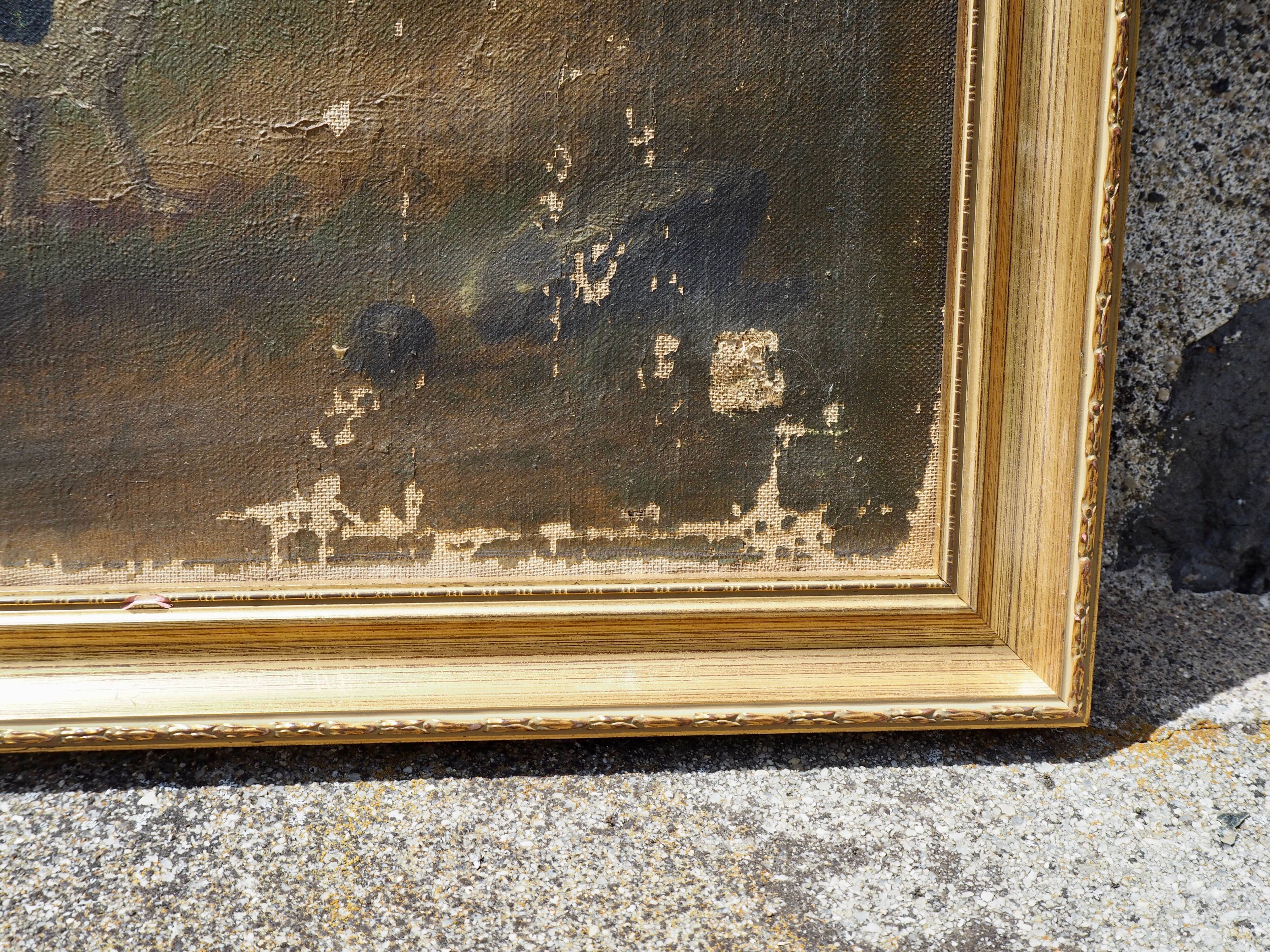 Pendants de scènes de chasse, huiles sur toile encadrées