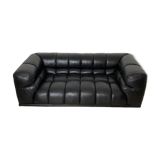 Canapé rétro en cuir noir