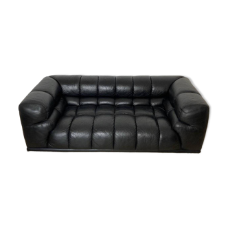 Retro black leather sofa