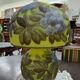 Table lamp in multilayer glass paste, adorned with a rich floral decoration.