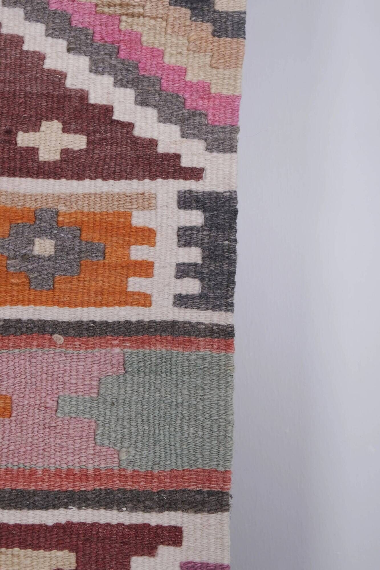 Vintage Turkish hallway rug 74x829 cm