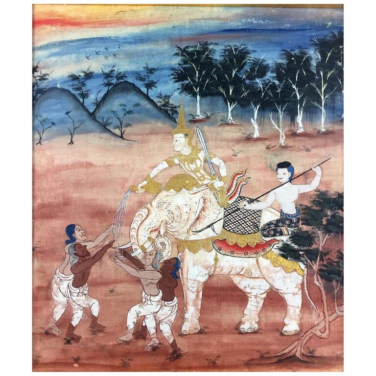 Set of 3 Thai paintings, Rattanakosin, nineteenth century