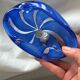 1970s Murano Swirl Blue Glass Bowl