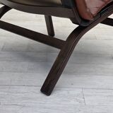 1970s, Danish loungechair by Farstrup, leather, canvas, bent wood.