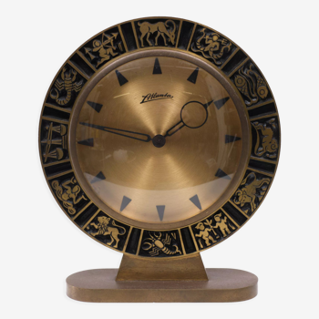 Brass Atlanta Zodiac Table Clock, 1960s, Germany